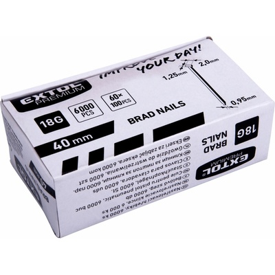 Extol Premium 8862617 hřebík nastřelovací, 6000ks, 40mm, 18G, typ F, hlava 2mm, 1,25x0,95mm
