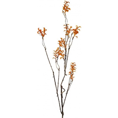 Dekorácia hnedá vetvička s oranžovými lístkami - 18*5*110 cm - Clayre & Eef