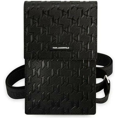 Pouzdro Karl Lagerfeld Saffiano Monogram Wallet Phone Bag černé