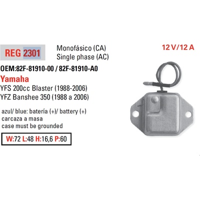DZE regulátor napětí YAMAHA YFS 200 BLASTER 88-06; YFZ 350 BANSHEE 88-06 (SH588-12)