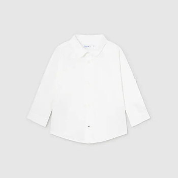 Image 1 of MAYORAL Риза дълъг ръкав лен едноцветна бяла за бебе момче Mayoral