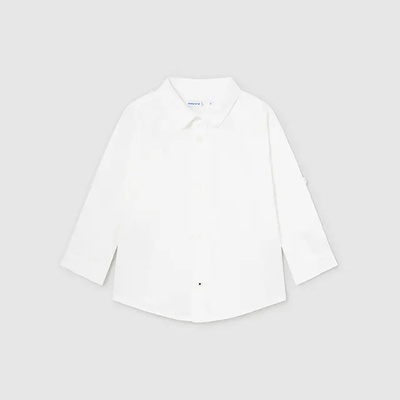 MAYORAL Риза дълъг ръкав лен едноцветна бяла за бебе момче Mayoral