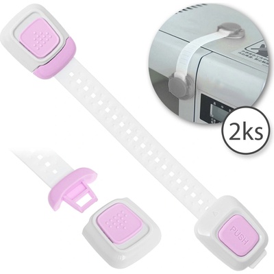BabySafety 6136-2 poistka na skrinky nastavitelná 2 ks bielo ružová