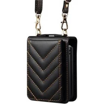 GKK Калъф Портмоне с Презрамка за Samsung Z Flip 7 FE/Z Flip 6, Leather Case, Черен (5966011068633)