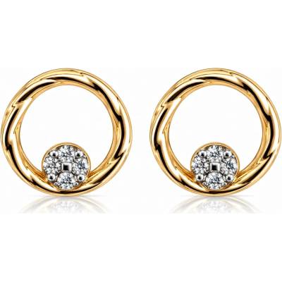 Šperky Eshop Náušnice 14K zlato kombinované zatočený kruh s brilianty S3BT513.35