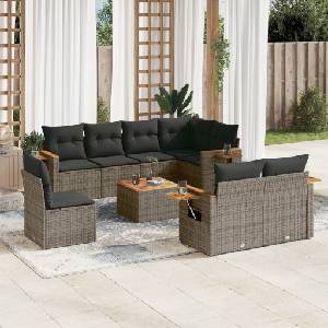 vidaXL Patio Sofa Set 9-местни Grey (3259414)