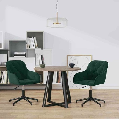 vidaXL 3103386 Otočná samet / Tmavě zelená 2 ks