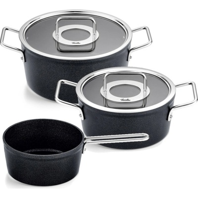 Fissler Súprava hrncov ADAMANT, sklenené pokrievky na hrniec, sada 3 ks, čierna, hliník