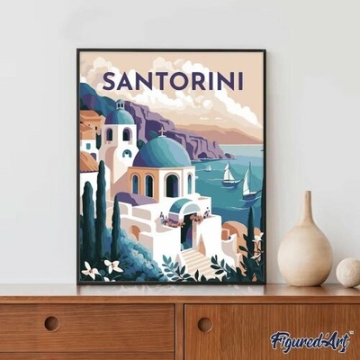 Figured ART Malování podle čísel VINTAGE SANTORINI na rámu 40 x 50 cm
