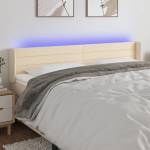 vidaXL LED горна табла за легло, кремава, 203x16x78/88 см, плат (3123403)