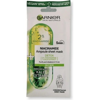 Image 1 of Garnier памучна маска за лице, Ампула, Niacinamide, За пречистване на кожата, 15гр