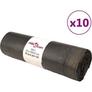 vidaXL Торбички за боклук с връзки 250 бр черни 120 л (155344)