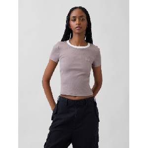GAP Ребрести тениска с лого GAP GAP | Bezhov | ЖЕНИ | S