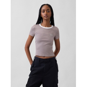 GAP Ребрести тениска с лого GAP GAP | Bezhov | ЖЕНИ | S