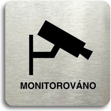 Accept Piktogram "monitorováno" (80 × 80 mm) (stříbrná tabulka - černý tisk bez rámečku)
