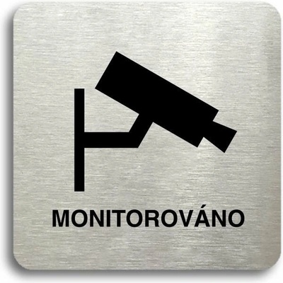 Accept Piktogram "monitorováno" (80 × 80 mm) (stříbrná tabulka - černý tisk bez rámečku)