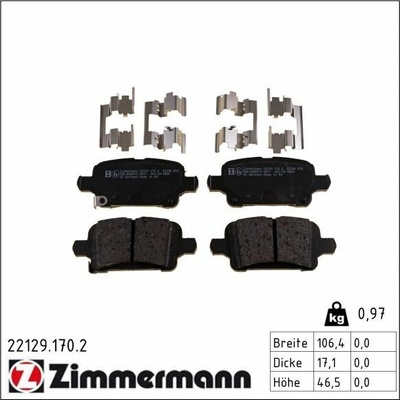 Sada brzdových destiček, kotoučová brzda ZIMMERMANN 22129.170.2 (221291702)