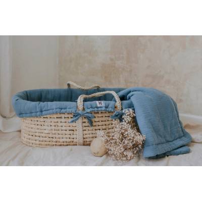 Set Mojžíšův koš pro miminko Meeko Fine Blue Bella