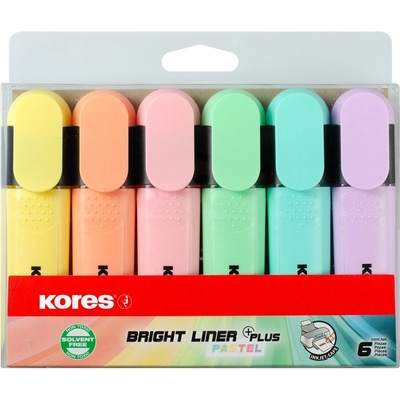 Kores Bright liner plus - pastel 6 farieb