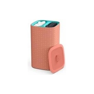 Joseph Joseph Tota Pop - 60 Liter Laundry Hamper with Lid, 2 Removable Laundry Bags with Handles - Coral/Green - 50026