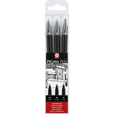 Sakura PIGMA PEN sada per 2x0,3 mm a 1x0,7 mm, černé
