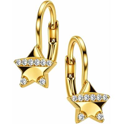 Zlaton Náušnice žluté zlato hvězda osazené zirkony visací 1.6cm 2.15g O06052613649