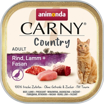 Výhodné balenie animonda Carny Country Adult 64 x 100 g - hovädzie, jahňacie mäso a bažant