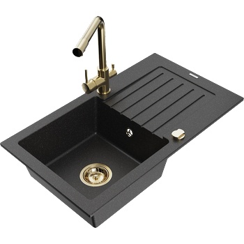 Mexen Pablo гранитна мивка с 1 камера с отцедник и кухненски смесител Duero, (6510-73-671600-50)