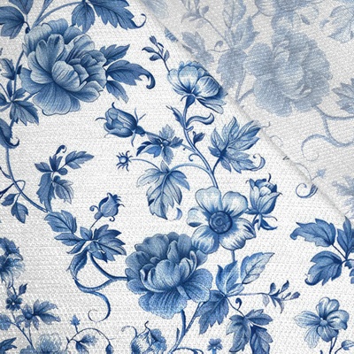 Takoy Viskózové plátno s leskem blue flowers