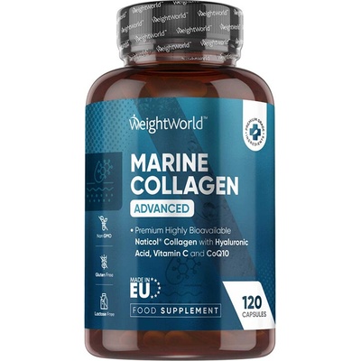 WeightWorld Грижа за ставите и кожата Хидролизиран морски колаген Naticol®, с витамин С, хиалуронова киселина, цинк и коензим Q10 120 капсули (109519 WW)