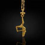  Pole Dance (Танци на пилон) - Дамски спортен медальон от сребро 925 с позлатено покритие - Ръчно изработено спортно бижу - Идеален подарък за жена, фенка на гимнастиката - SSJ - ssj - 109,06 лв