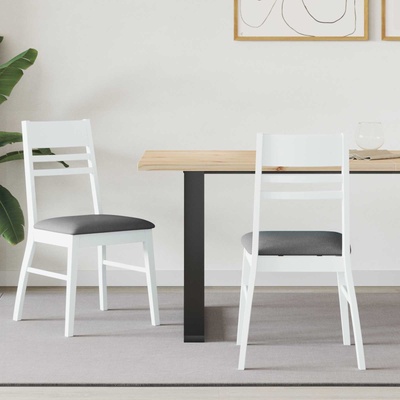 vidaXL Обедени столове 2 pcs Бяло 43 x 54 x 89 см Солидно гумено дърво (42020442)
