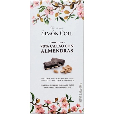 Simón Coll 70% horká čokoláda s mandľami 100 g