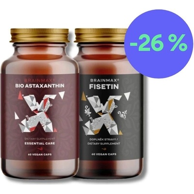 BrainMax Astaxanthin BIO 8 mg 60 rastlinných kapsúl + BrainMax Fisetin 100 mg 60 rastlinných kapsúl