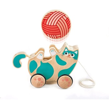 Hape Дървена играчка за дърпане Hape - Коте с дрънкалка (H0366)