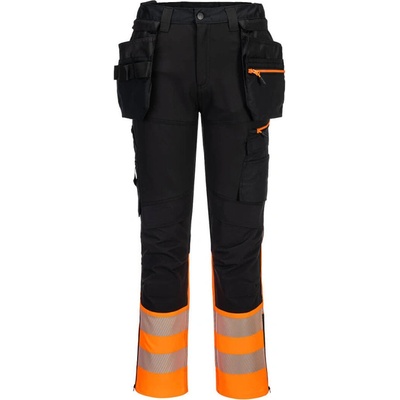 PortWest kalhoty DX457 Craft 1. třídy s odnímatelným pouzdrem do pasu Hi-Vis reflexní oranžová/černá