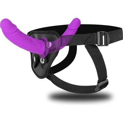 SuperLove Dual Dildo Strap-On Harness Purple-Black