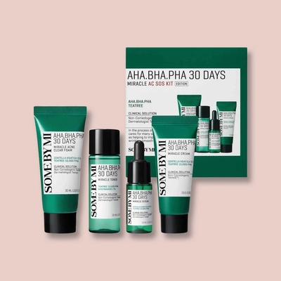 Some By Mi AHA BHA PHA 30 Days Miracle AC SOS Kit čistiaca pena 30 ml + tonikum 30 ml + sérum 10 ml + krém 20 g