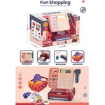 Armtoys ДЕТСКИ КАСОВ АПАРАТ С КОШНИЦА, БАРКОД ЧЕТЕЦ И ПРОДУКТИ В КУТИЯ