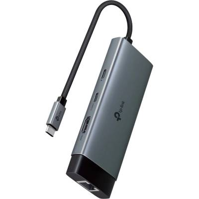 TP-Link Докинг станция TP-Link UH6120C, от USB Type-C към 1x USB-C(PD), 1x USB-C, 2x USB-A, 1x HDMI, 1x RJ45, сива (UH6120C)