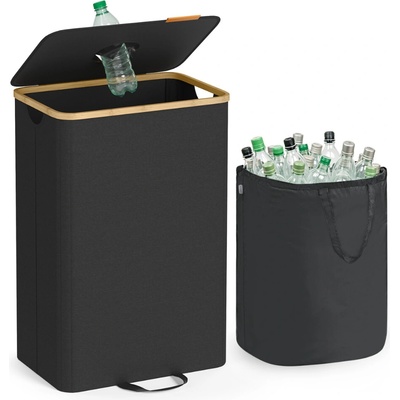 SongmicsHome Třídicí koš na lahve a plechovky ECOVIA, 100 l, černá/béžová RRB509B01