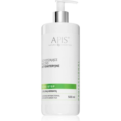 APIS NATURAL COSMETICS Acne-Stop Home TerApis почистващо и отстраняващо грим мляко със зелен чай 500ml