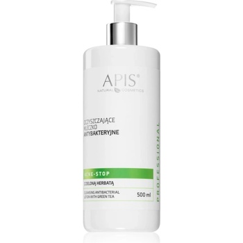 APIS NATURAL COSMETICS Acne-Stop Home TerApis почистващо и отстраняващо грим мляко със зелен чай 500ml
