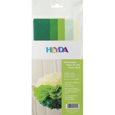 Heyda Hedvábný papír 50 x 70 cm 10 ks mix žluto / zelený