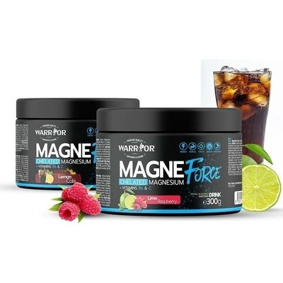 Warrior MagneForce Drink Magnesium chelát + B6 Lime and Raspberry 300 g