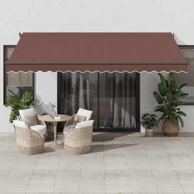 vidaXL Automatická zatahovací markýza s LED světly hnědá 450 x 350 cm