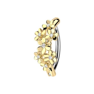 Šperky4U Zlacený piercing do pupíku s kytičkami WP0107-GD