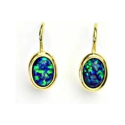 Čištín náušnice zlaté 180774795 bílé zlato zelený syntetický opál NK 1354