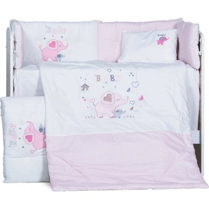 Dizain Бебешки спален комплект Бродерия Слонче бебе розово Ластик Цип Comfort Line