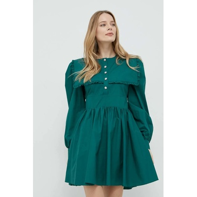 Custommade Памучна рокля Custommade в зелено къс модел разкроен модел (999369446)